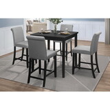Counter Height 5pc Dining Set Table and Chairs Black/ Gray Upholstered Transitional Wooden Furniture Breakfast Kitchen Set B011S00824