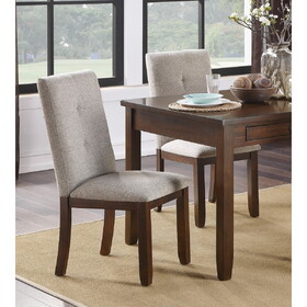 Chenille Upholstered Chairs Set of 2 Dark Cherry Finish Wood Frame Tufted Back Dining Chairs for Kitchen Funiture B011P170643