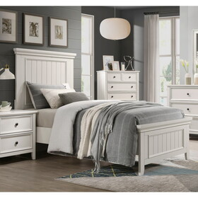 Farmhouse Style Twin Size Panel Bed 1pc Classic White Finish Modern Bedroom Wooden Furniture