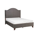 Modern Traditional Bedroom Gray Velvet Upholstered Full Bed Camelback Headboard Nailhead Trim Solid Wood Furniture 1pc Panel Bed