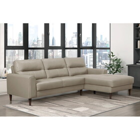 Modern Living Room 2-Piece Sectional Sofa Chaise Top Grain Leather Upholstered Lathe-Hue Solid Wood Furniture