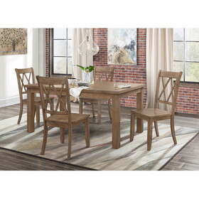 5pc Dining Set Natural Finish Table and 4x Side Chairs Brown Finish Wooden Kitchen Dining Room Furniture B011S01000