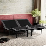Traditional Split Adjustable Bed Base with Wired Remote, King Size Bed Frame for Bedroom, Metal Frame, Black B011S01040