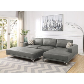 Left Facing Sofa, Right Facing Chaise Sectional Set Antique Grey Breathable Leatherette Sleek Modern 2pc Sectional w Pillows B011S01065