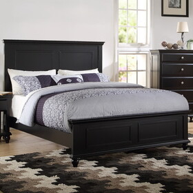 Black Color California King Size Bed Bedroom Furniture High Panel Headboard Footboard Plywood 1pc Bedframe B011S01133