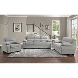 Modern Living Room 3pc Sofa Set Plush Comfortable Sofa Loveseat Chair Gray Textured Fabric Channel Tufting Solid Wood Frame Furniture B011S01166