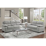 Modern Living Room 2pc Sofa Set Plush Comfortable Sofa Loveseat Set Gray Textured Fabric Channel Tufting Solid Wood Frame Furniture B011S01167