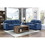 Modern Living Room 2pc Sofa Set Plush Comfortable Sofa Loveseat Set Blue Textured Fabric Channel Tufting Solid Wood Furniture B011S01168