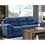 Modern Living Room 2pc Sofa Set Plush Comfortable Sofa Loveseat Set Blue Textured Fabric Channel Tufting Solid Wood Furniture B011S01168