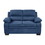 Modern Living Room 2pc Sofa Set Plush Comfortable Sofa Loveseat Set Blue Textured Fabric Channel Tufting Solid Wood Furniture B011S01168