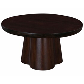 Living Room 31 in. Acacia Wood Round Pedestal Coffee Table, Luxurious Accent Sofa Table, Dark Brown B011S01183