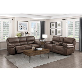 Plush Modern Living Room Sofa Set 2pc Power Reclining Sofa and Loveseat Brown Microfiber Upholstery USB port Solid Wood Frame Furniture