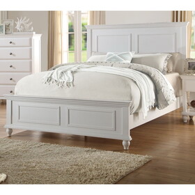 White Color Eastern King Size Bed Bedroom Furniture High Panel Headboard Footboard Plywood 1pc Bedframe