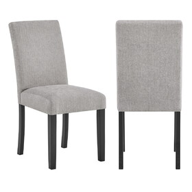 4pc Contemporary Parson Style Chairs Black Frame Upholstered Padded Soft Textured Gray Fabric Wooden Dining Room Home Furniture B011P243251