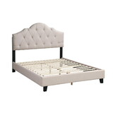 Contemporary 1pc Full Size Bed Adjustable HB Light Brown Polyfiber Tufted Upholstered Wooden Bedframe Bedroom Furniture B011S01432