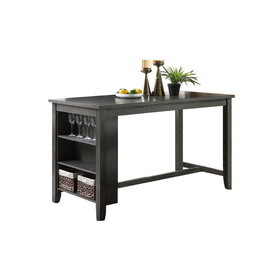 Rectangle Wooden Counter Height Dining Table with Storage in Black B01682186