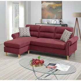 Velvet Reversible Sectional Sofa in Paprika Red B01682327