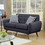 2 Piece Polyfiber Upholstered Sofa and Loveseat Set in ash Black B01682328