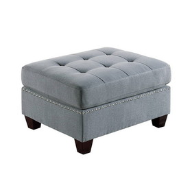 Linen-Like Fabric Upholstered Cocktail Ottoman in Grey B01682368
