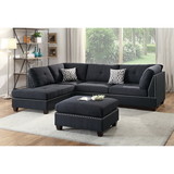 Polyfiber Reversible Sectional Sofa with Ottoamn in Black B01682372