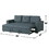 3 Seats Polyfiber Convertible Sleeper Sofa, Blue Grey B01682375