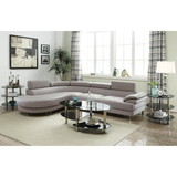 2 Piece Faux Leather Upholstered Sectional Sofa in Light Grey B01682377
