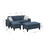 Polyfiber Reversible Sectional Sofa with Ottoamn in Navy B01682383