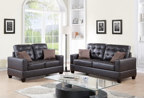 2 Piece Faux Leather Sofa and Loveseat Set in Espresso B01682384