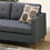 Linen-Like Fabric Reversible Sectional Sofa in Blue Grey B01682385