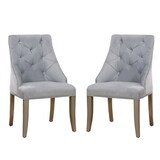 Set of 2 Flannelette Upholstered Dining Side Chair in Silver and Light Gray B016P156209
