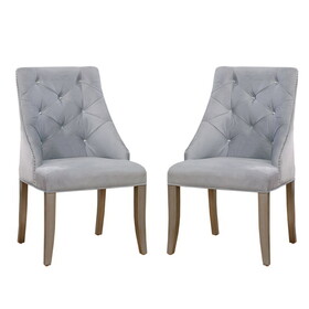 Set of 2 Flannelette Upholstered Dining Side Chair in Silver and Light Gray B016P156209