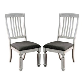 Set of 2 Padded Fabric Seat Side Chairs in Antique White and Gray B016P156220