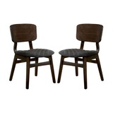 Set of 2 Fabric Upholstered Side Chairs in Gray Walnut and Espresso B016P156261