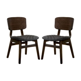 Set of 2 Fabric Upholstered Side Chairs in Gray Walnut and Espresso B016P156261