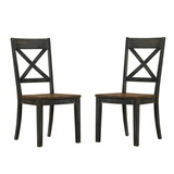 Set of 2 Wooden Dining Chairs in Antique Oak and Antique Black Finish B016P156341