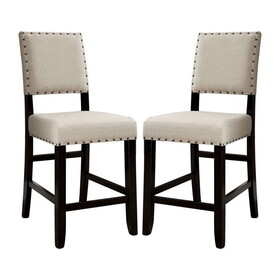 Set of 2 Counter Height Chairs in Antique Black and Beige B016P156353