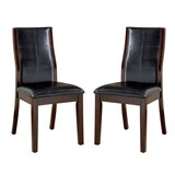 Set of 2 Espresso Leatherette Dining Chairs in Brown Cherry Finish B016P156358