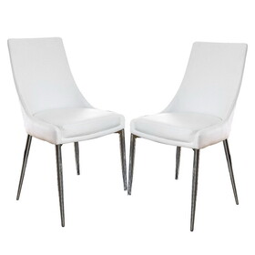 Set of 2 Leatherette Dining Chairs in Sliver and White B016P156417