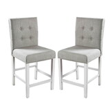 Set of 2 Fabric Counter Height Chair in Antique White and Light Gray B016P156453