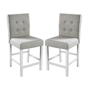 Set of 2 Fabric Counter Height Chair in Antique White and Light Gray B016P156453
