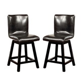 Set of 2 Swivel Padded Counter Height Chairs in Black Finish B016P156531
