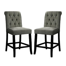 Set of 2 Fabric Upholstered Dining Chairs in Antique Black and Gray B016P156580