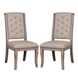 Set of 2 Beige Upholstered Side Chairs in Rustic Natural Tone B016P156590