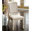 Set of 2 Padded Fabric Dining Chairs in Antique White and Ivory B016P156592