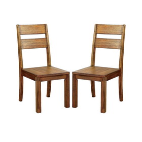 Set of 2 Wooden Side Chairs in Dark Oak Finish B016P156593