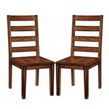 Set of 2 Wooden Dining Chairs in Tobacco Oak Finish B016P156597