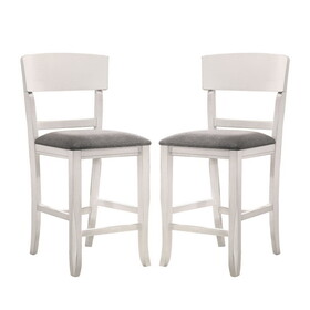 Set of 2 Fabric Padded Counter Height Chairs in White and Gray B016P156812