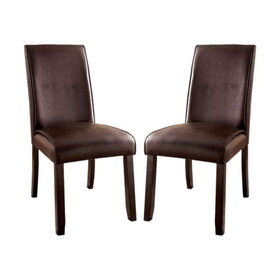 Set of 2 Leatherette Padded Side Chairs in Dark Walnut Finish B016P156817