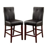 Set of 2 Padded Leatherette Counter Height Chairs in Brown Cherry and Black B016P156818