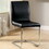 Set of 2 Padded Leatherette Side Chairs with L-Shape Leg in Black and Chrome B016P156821